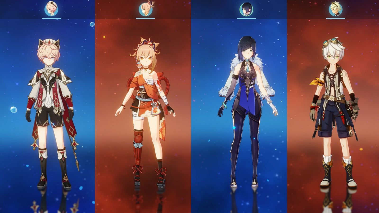 Dahlia, Yoimiya, Yelan, and Bennett (Image via HoYoverse)